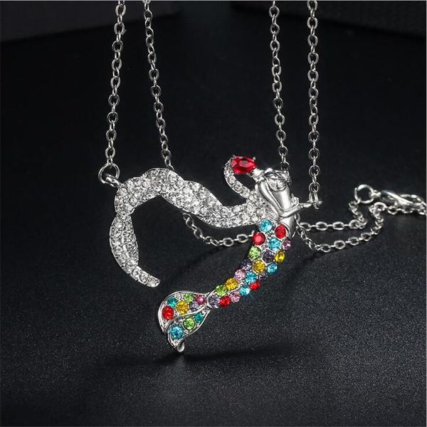 

1Pcs Mermaid Pendants Necklace Vintage Ocean Sea Necklaces Women Girl Clavicular Chain Beach Jewelry Accessories Choker Pendant, Silver