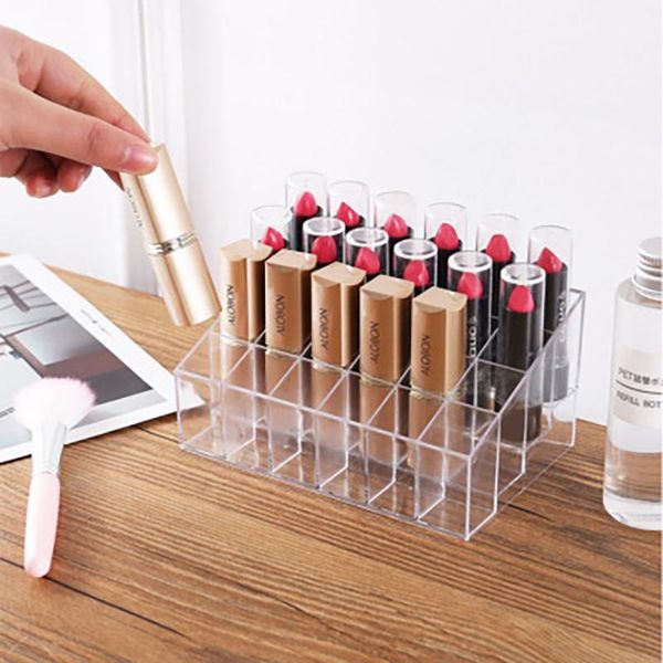 

storage boxes & bins 24 grid acrylic makeup organizer box cosmetic lipstick jewelry case holder display stand make up mumr9
