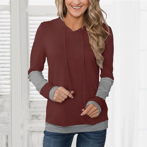 

women's blouses & shirts harajuku patchwork long-sleeved sweatshirt hooded casual autumn and winter blouse pullover streetwear blusas, White