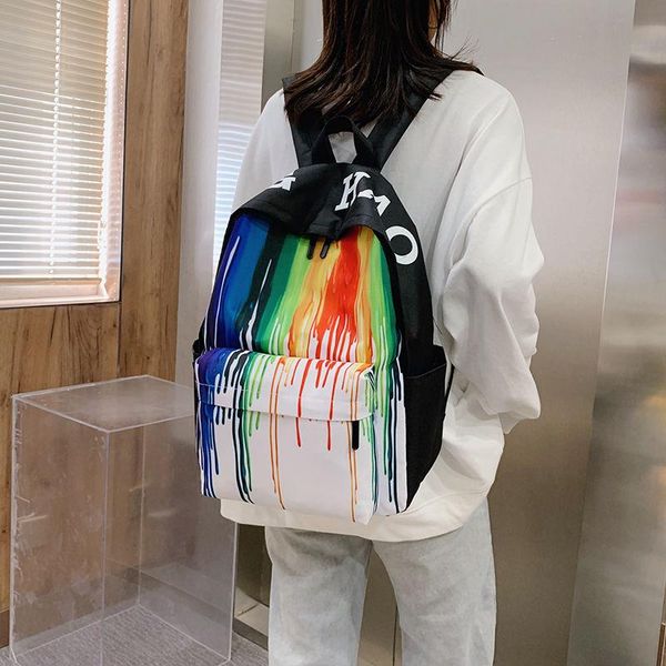 

school bags black backpack graffiti bag for girls/boys 2021 ins children scribble junior high student book