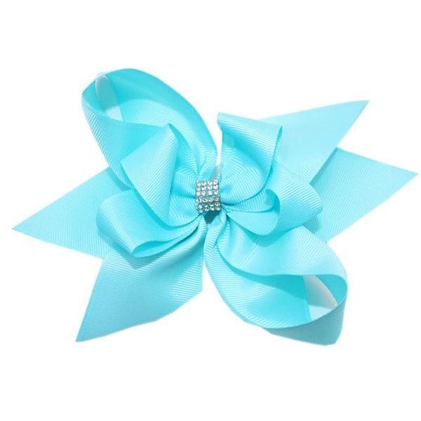 

2pcs/lot ribbon bows with mosaic rhinestone for kids girls crystal hair clips hairgrip accessories, Slivery;white