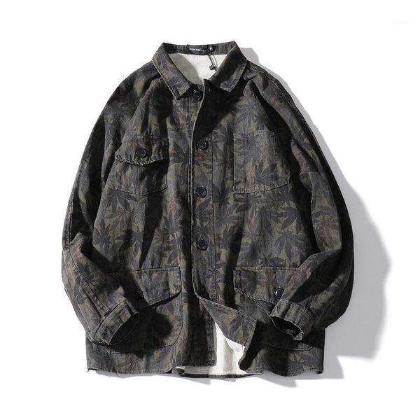 

spring camouflage tooling long sleeve shirt man american street hip hop west pockets shirts men's loose casual jacket, White;black