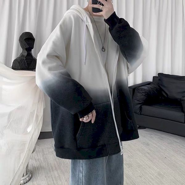 

men's hoodies & sweatshirts tie-dye jacket plus velvet retro hong kong-style korean version loose new couple harajuku uoe0, Black
