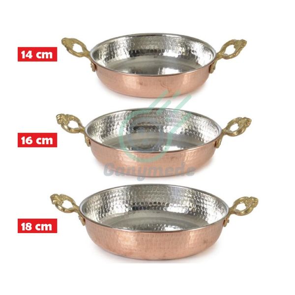 Pentole Rame Set Padella Frittata Uovo 3 Pezzi Cucina Singola Frittura Cottura2346