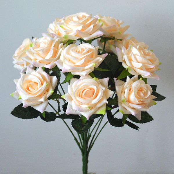 

heads roses artificial flowers bouquet for wedding floral decorations bridal bouquets silk home living room display decorative & wreaths