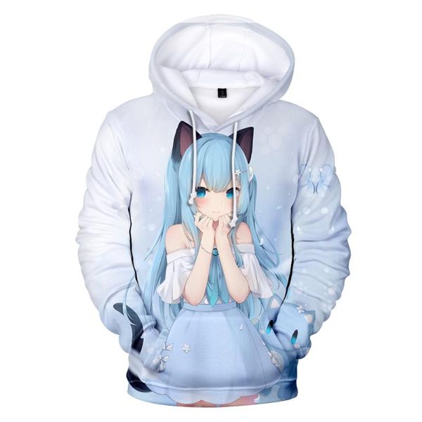 

men's hoodies & sweatshirts 2021 cat printing nekoha shizuku 3d print hooded sweatshirt men/women casual clothes, Black