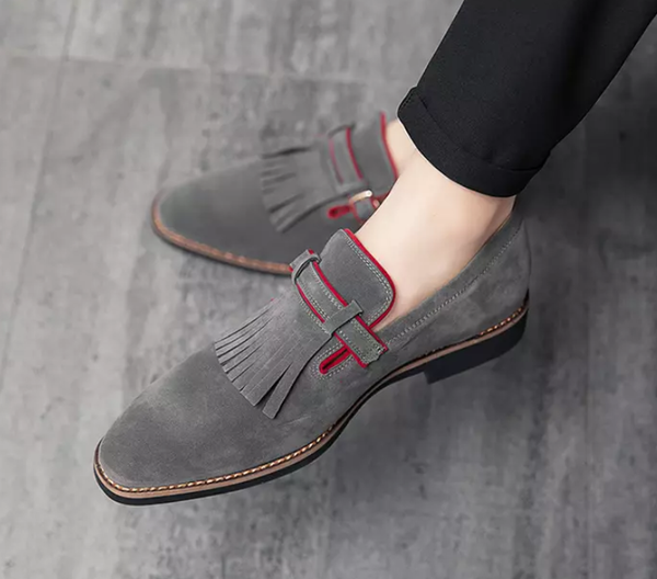 

men shoes new fashion suede leather tassel shoe handmade casual formal stylish loafers shoe zapatos de hombre 4m986, Black