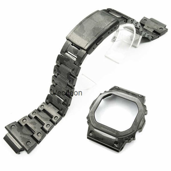 316L Aço Inoxidável Nova Camuflagem Watchbands de Watchbands para DW5600 GW-M5610 GW5000 Watchband Bezel / Case Strap Metal Watch Band H0915