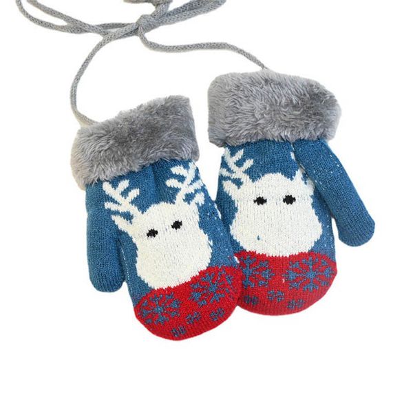 

children's mittens fashion gloves knit girls boys kids accessories winter warm cartoon even refers to christmas cute baby lanyard 1-5y, White