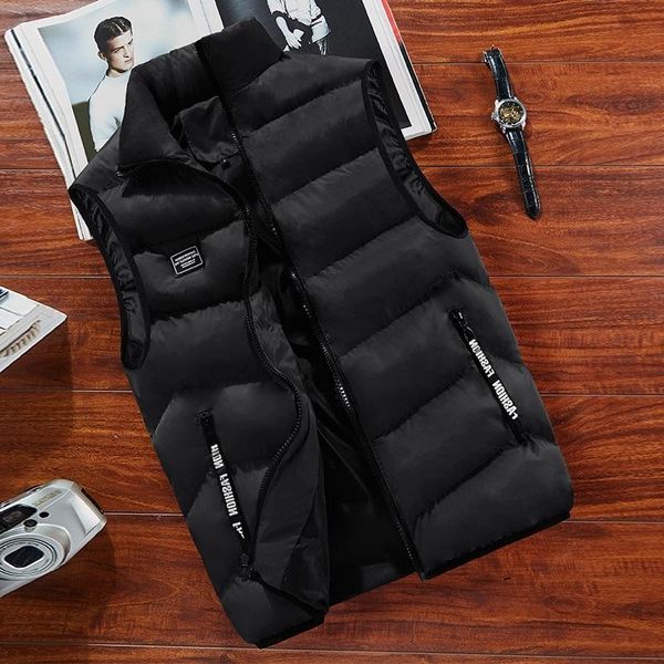 

men's jackets autumn and winter 2021 thickened sleeveless vest stand collar student warm youth jacket coat, Black;brown