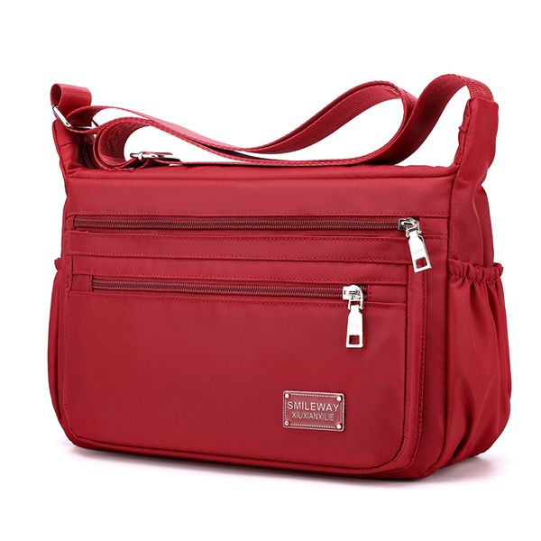 

2021 ladies fashion solid color zipper bag shoulder waterproof nylon travel messenger dinner wallet cinderella princess
