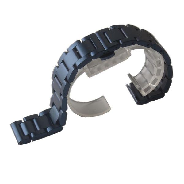 

watch bands stainless steel bracelet accessories 18 20 22 24mm dark blue matte unpolished metal watchbands strap fold deployment clasp, Black;brown