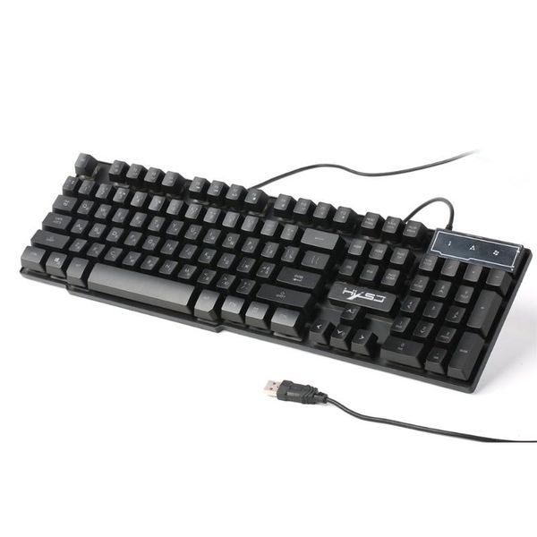 

gaming keyboard mechanical feeling home waterproof 104 keys english russian with backlit cool adjustable brightness usb port abs mouse combo