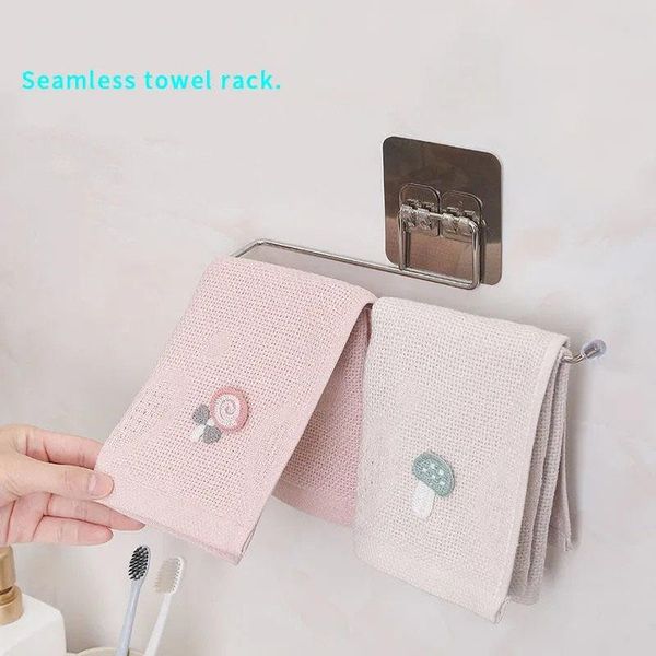 

hooks & rails bathroom organizer circular design punch-towel rack kitchen wall hanging rag hook up storage
