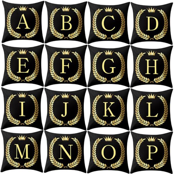 

pillow black and gold 26 letters printed pillowcase sofa bedroom cushion cover home decor accessories case drop