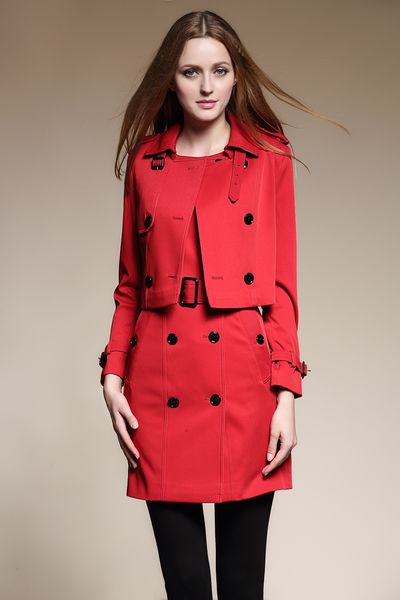 

women's trench coats long classic windbreaker waterproof british high-end english style autumn winter sleeves detachable size coat a87g, Tan;black