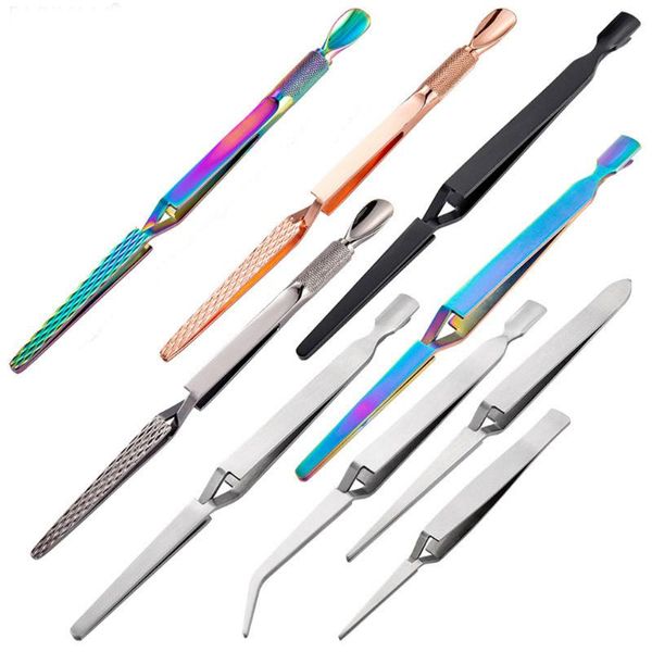 

cuticle pushers nail art styling clip stainless steel cross action tweezers fake nails curve fixed pinch for shape extended manicure tools