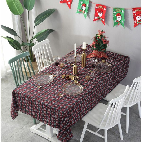 

christmas tablecloth snowflake printed restaurant rectangular plaid table cloth year festival decor