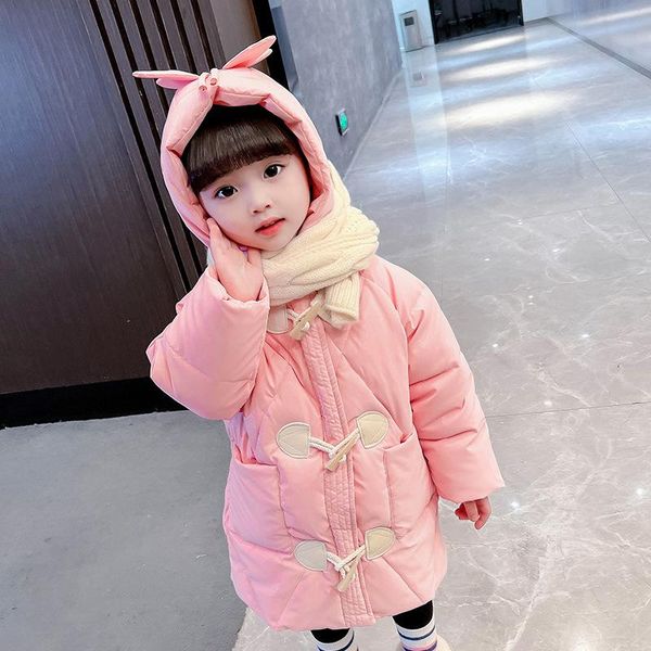 

down coat 2021 autumn winter girls coats kids cotton-padded jacket butterfly hooded children outerwear thicken warm outdoor student, Blue;gray