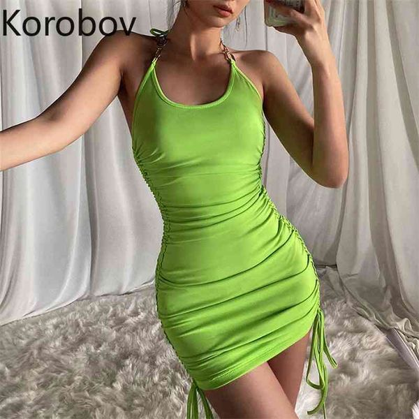 

korobov new off shoulder women dress summer chic halter slim high waist female dresses summer drawstring robe femme 2a543 210430, Black;gray