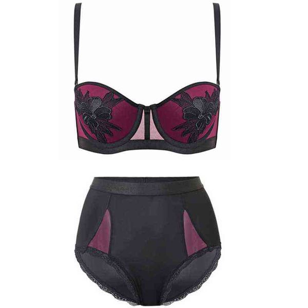 

nxy setembroidery bra set push-up vintage underwear underwire urtal thin bralette high waist panties lingerie briefs 1129, Red;black