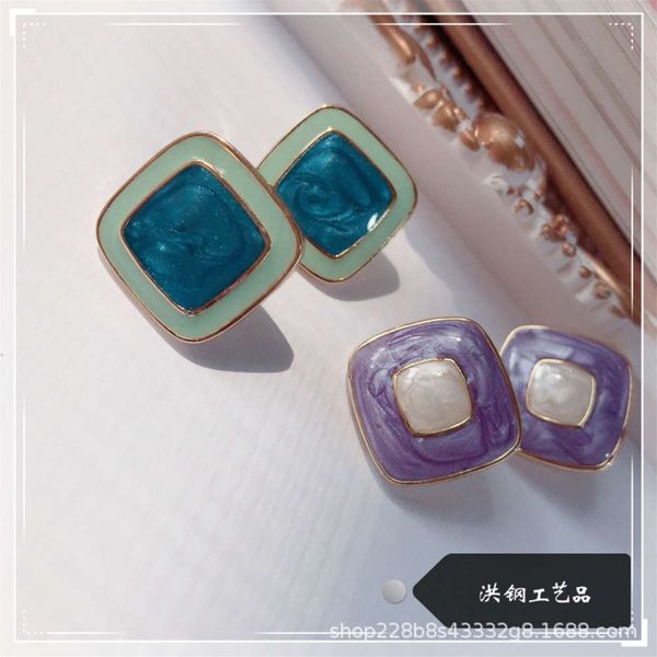 

qingdao honggang enamel simple earrings gentle contrast painting art