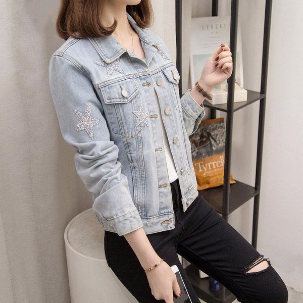 

women's jackets denim jacket 2021 spring large size jeans clothes cowboy female single breasted slim mujer chaqueta 4xl r299, Black;brown