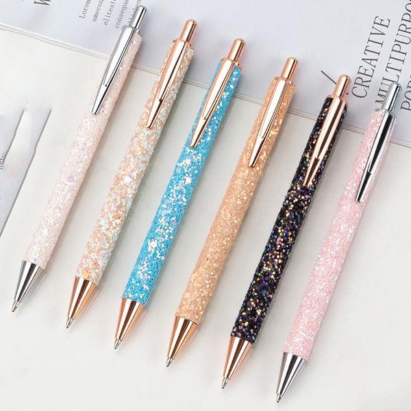 

ballpoint pens creative metal push ball point pen business advertising school office signing student writing can give birthday gifts, Blue;orange