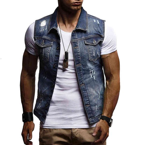 

men's vests men denim vest mens sleeveless jackets blue casual hip hop hole jean coat male cowboy outdoors waistcoat m-xxl i4y4, Black;white
