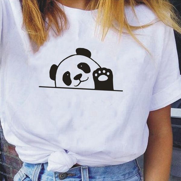 

women's t-shirt summer t shirt women fashion panda cartoon animal print tee femme short sleeve casual plus size tshirt camiseta mujer, White
