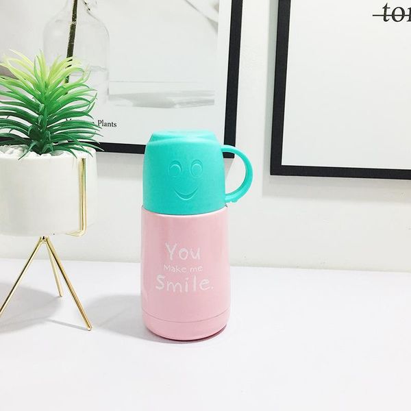 

water bottles 210ml vacuum flask creative smile pattern 304 stainless steel kettle student children tea coffee cup