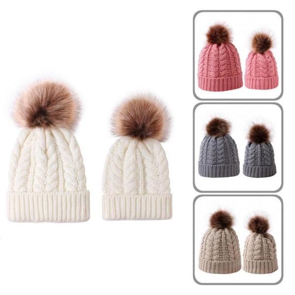 

caps & hats 2pcs practical parent-child crochet beanie vibrant color fine workmanship for children, Yellow