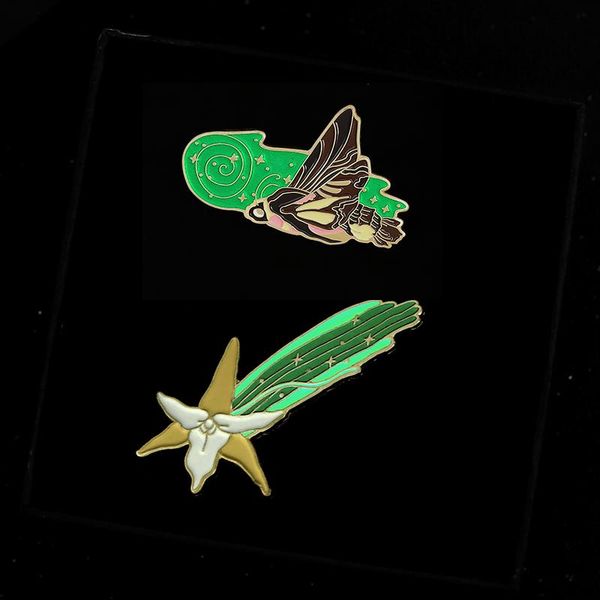 

pins, brooches green luminous design enamel pins darwin's great comet lapel badges fashion gifts for friends wholesale jewelry, Gray