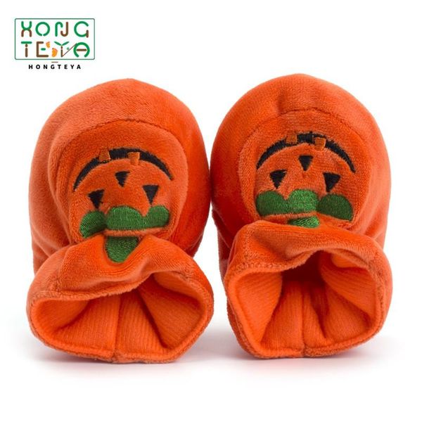 

first walkers halloween baby pumpkin socks shoes warm velvet holiday born boots soft sole toddler indoor crib orange cute