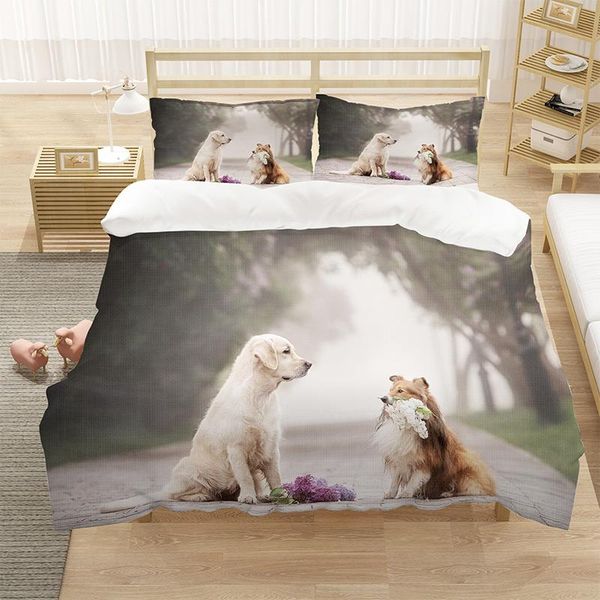 

bedding sets lovely dog pet animal kids 3d luxury set duvet cover quilt home textile king  double full single size dropship