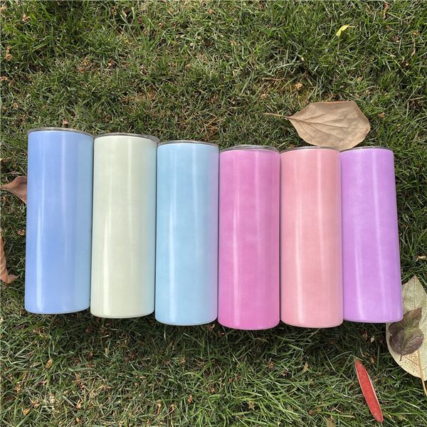 20 oz Süblimasyon Düz Tumbler UV Renk Değiştirme Tumblers Vakum Yalıtımlı Kahve Kupa Su Şişesi Kapaklı ve Saman