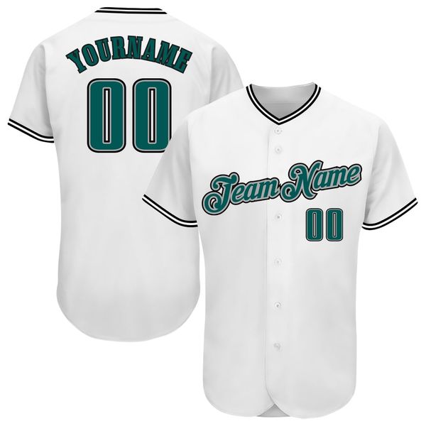 

custom white midnight green-black authentic baseball jersey, Blue;black