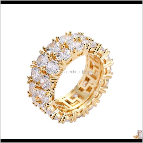 

with side stones rings jewelrymens bling hip hop iced out gold color stone rhinestone cz size 7-11 mens fashion finger ring drop delivery 20, Silver