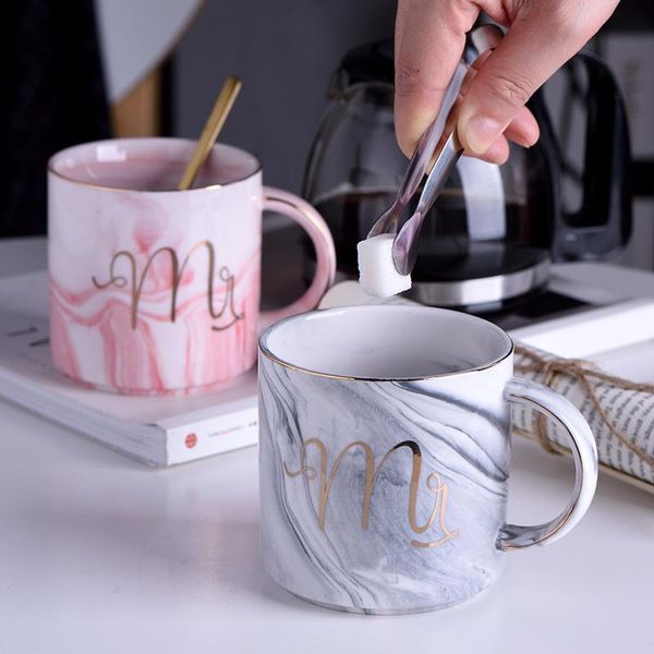 

mugs nordic marbling ceramic water cup gold painting simple mug milk creative couple coffee
