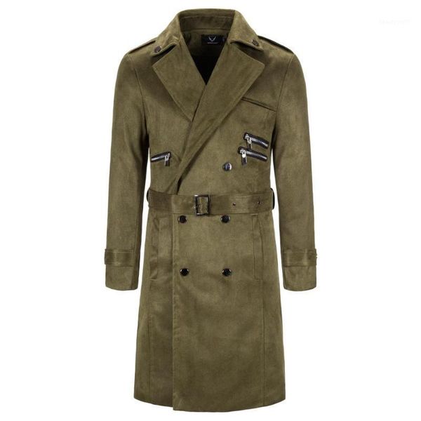 

men's trench coats 2021 long coat for men classic jacket double breasted smart casual slim mens winter, Tan;black