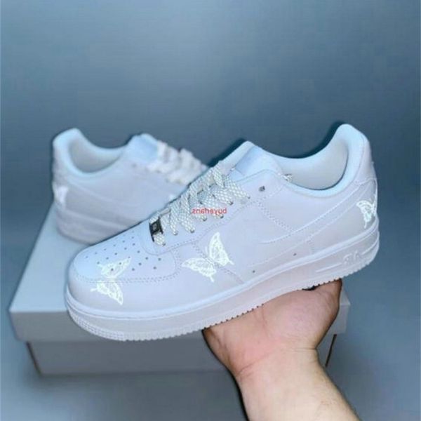 

shoes white butterfly 1s reflective girls women running skate low cut trainers skateboard sneakers 36-45