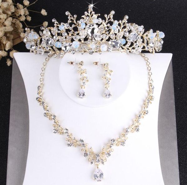 

earrings & necklace fashion crystal bridal jewelry sets vintage gold wedding tiara dubai hair ornaments baroque for bride, Silver