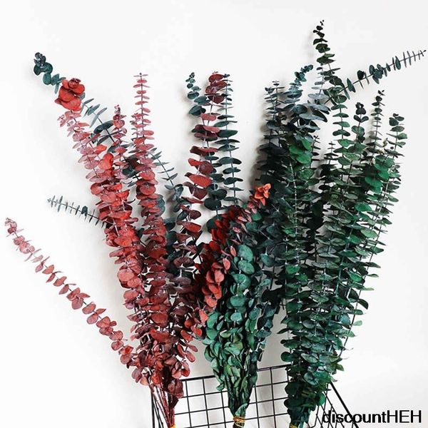 

10pcs plastic eucalyptus leaves fake plants flower material for wedding wall decoration greenery plant leaf decor decorative flowers & wreat