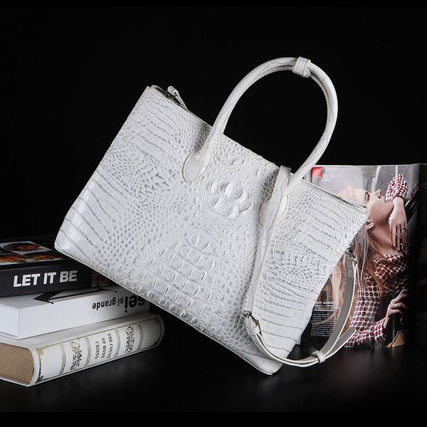 

new crocodile women's platinum one shoulder slant span himalayan white large capacity national mother bag leather