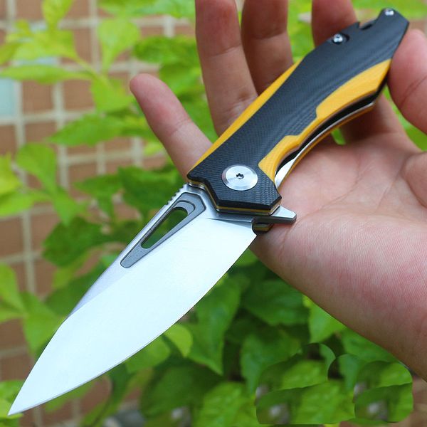 Em estoque!! Flipper Folding Faca D2 Lâmina de Cetim Two-Tone G10 + Alça de Aço Inoxidável Rolamento de Esferas Rápido EDC Facas de Bolso