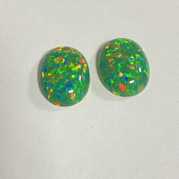 

other meisidian lab created oval 12x16mm green fire flatback cabochon opal stone