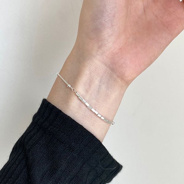 

silver 925 real 100% bracelets for women fashion silver jewelry simple design bracelet birthday gift for girls silver chain, Black