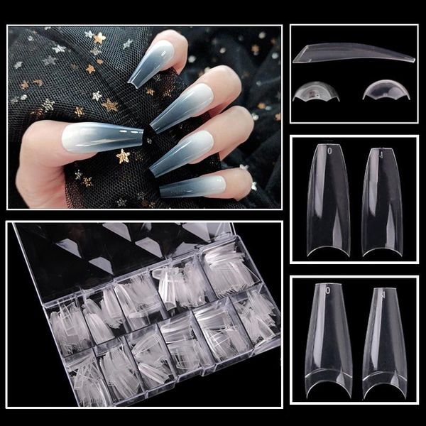 

false nails 600pcs/lot fake big half cover manicure tips transparent nail art clear natural, Red;gold