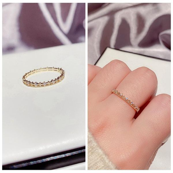 

design minimalism small cubic zirconia ring gold color fashion women jewelry cluster rings, Golden;silver