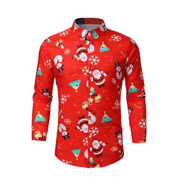 

men's casual shirts shirt shrink resistant buttons closure handsome snowflakes snowman print xmas for dating, White;black